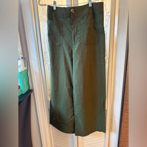 Anthropologie Wide Leg Pants in Olive Green